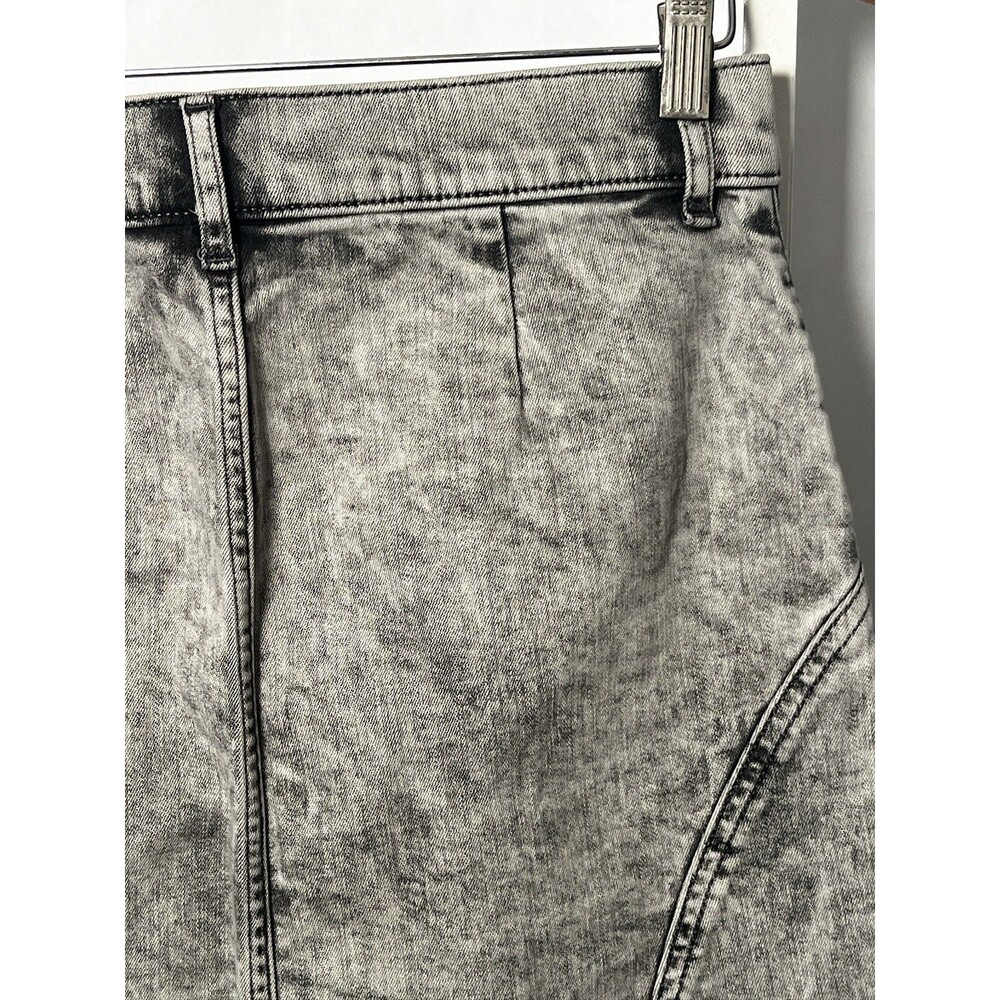 Express Mini Skirt Denim Black Wash Distressed High Rise Stretch Y2K Women 6 NEW - Picture 11 of 15